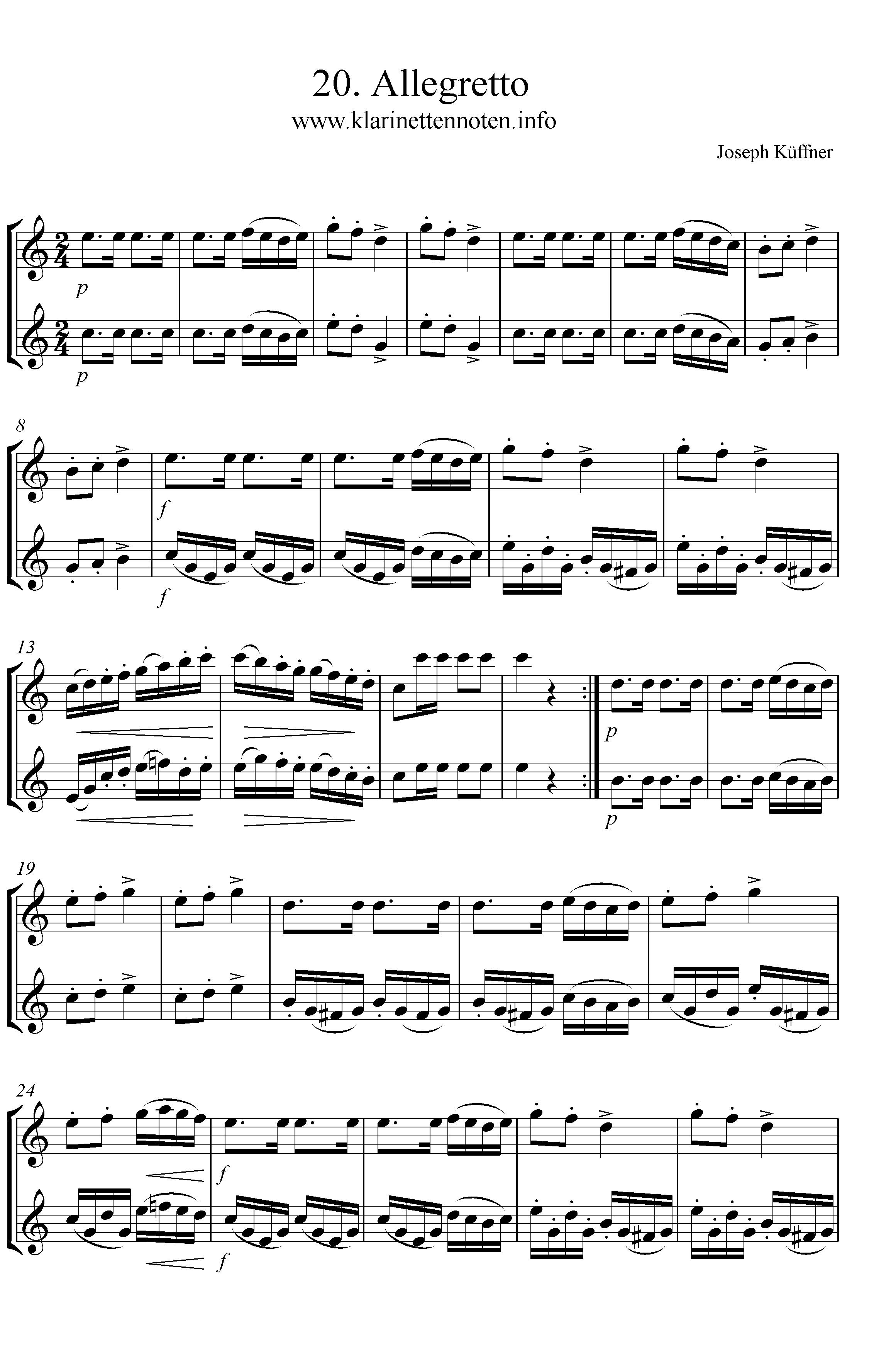 24 instruktive Duette- Joseph Küffner -20 Allegretto